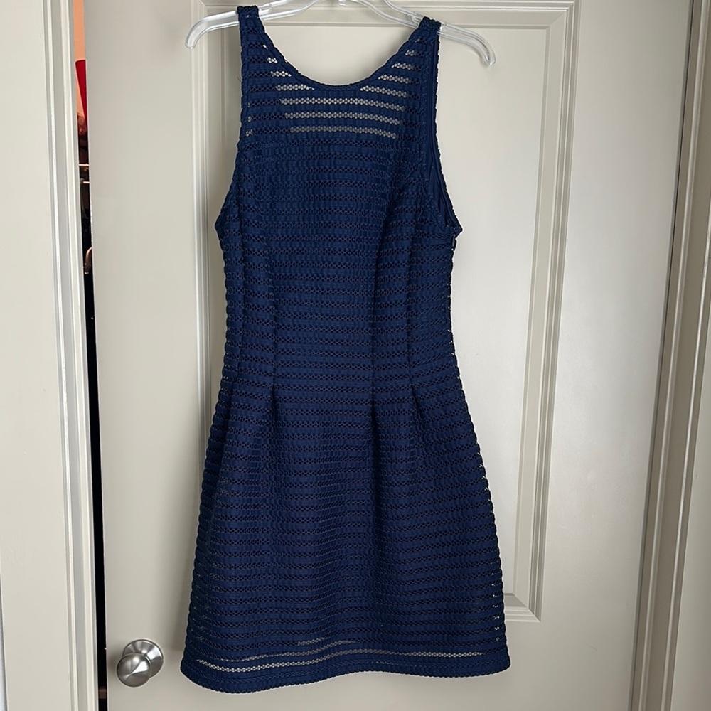 Blue Halter Sheath Mini Dress for Cocktail